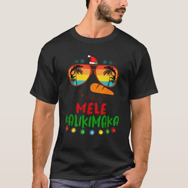 Mele Kalikimaka Hawaii Christmas Snowman Beach  T-Shirt (Vorderseite)