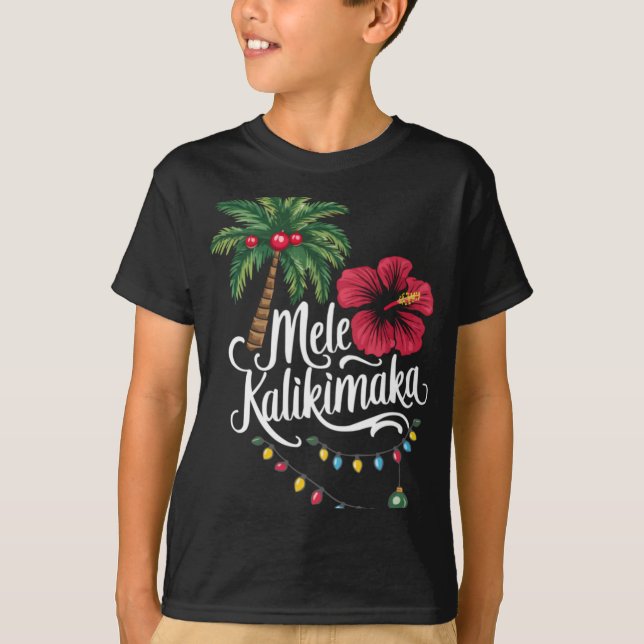 Mele Kalikimaka Hawaii Santa Hawaiian Merry Christ T-Shirt (Vorderseite)