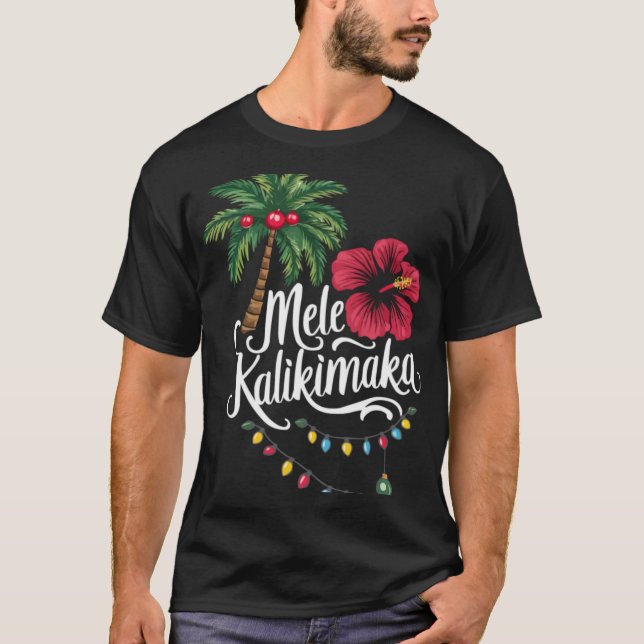 Mele Kalikimaka Hawaii Santa Hawaiian Merry Christ T-Shirt (Vorderseite)