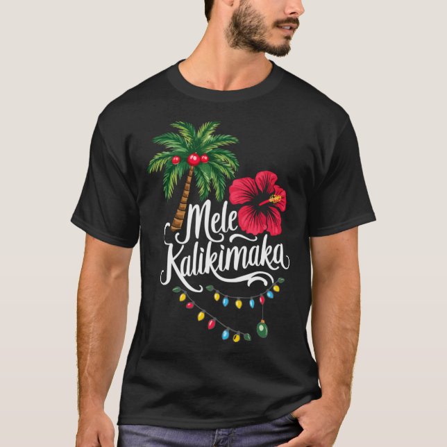 Mele Kalikimaka Hawaii Santa Hawaiian Merry Christ T-Shirt (Vorderseite)