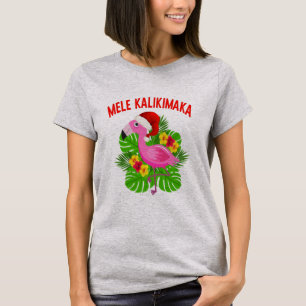Mele Kalikimaka Hawaiian Christmas Flamingo T-Shirt