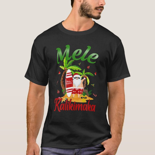 Mele Kalikimaka Hawaiian Christmas Hawaii Surfing T-Shirt (Vorderseite)