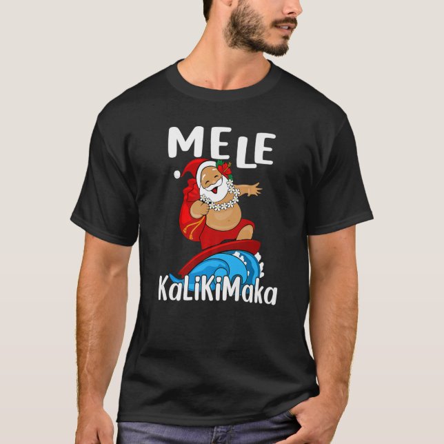 Mele Kalikimaka Hawaiian Christmas Hawaii Surfing T-Shirt (Vorderseite)