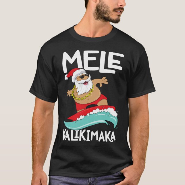 Mele Kalikimaka Hawaiian Christmas Hawaii Surfing T-Shirt (Vorderseite)