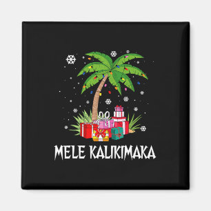Mele Kalikimaka Hawaiian Christmas Palm Tree Famil Magnet