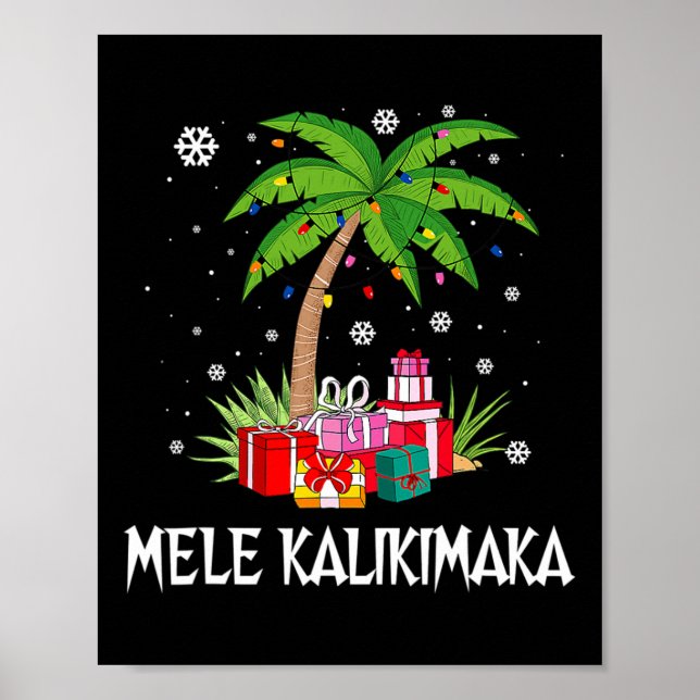 Mele Kalikimaka Hawaiian Christmas Palm Tree Famil Poster (Vorne)