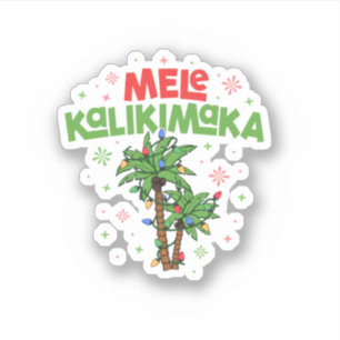 Mele Kalikimaka Hawaiian Christmas Palm Tree Light Aufkleber