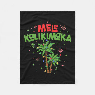 Mele Kalikimaka Hawaiian Christmas Palm Tree Light Fleecedecke