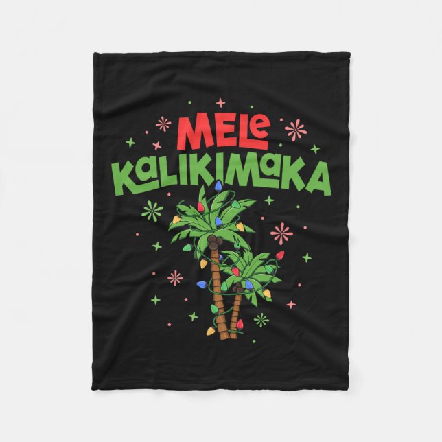 Mele Kalikimaka Hawaiian Christmas Palm Tree Light Fleecedecke (Vorderseite)