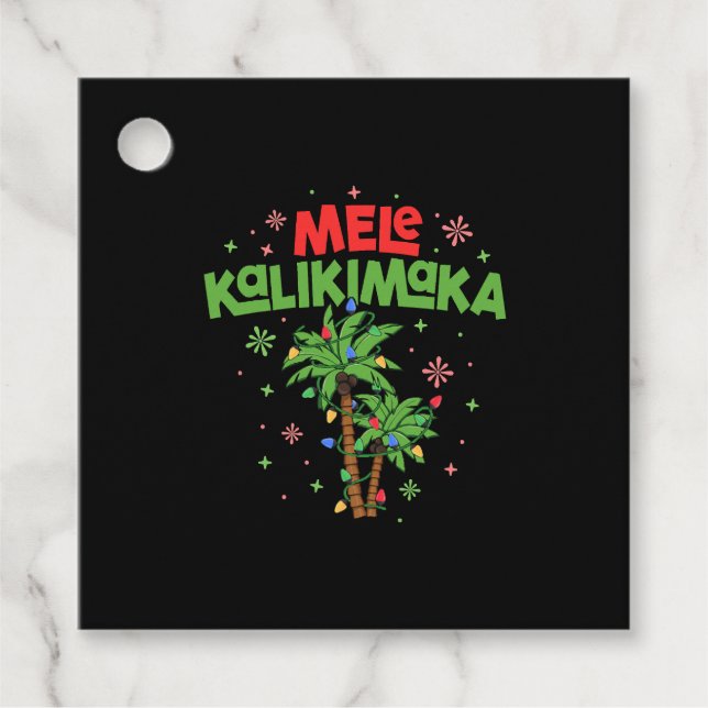 Mele Kalikimaka Hawaiian Christmas Palm Tree Light Geschenkanhänger (Vorderseite)