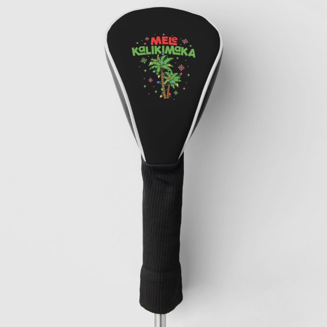 Mele Kalikimaka Hawaiian Christmas Palm Tree Light Golf Headcover (Vorderseite)