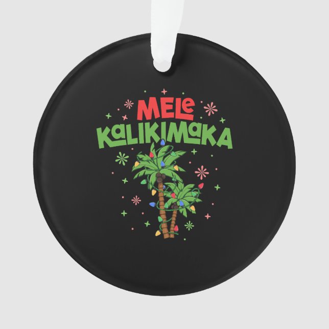 Mele Kalikimaka Hawaiian Christmas Palm Tree Light Ornament (Vorderseite)