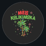 Mele Kalikimaka Hawaiian Christmas Palm Tree Light Runder Aufkleber<br><div class="desc">Mele Kalikimaka Hawaiian Christmas Palm Tree Lights Xmas</div>