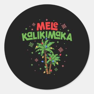 Mele Kalikimaka Hawaiian Christmas Palm Tree Light Runder Aufkleber