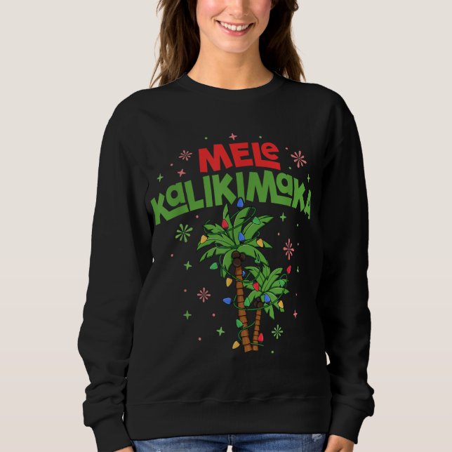 Mele Kalikimaka Hawaiian Christmas Palm Tree Light Sweatshirt (Vorderseite)