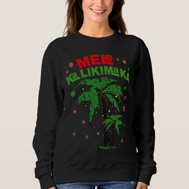 Mele Kalikimaka Hawaiian Christmas Palm Tree Light Sweatshirt (Vorderseite)