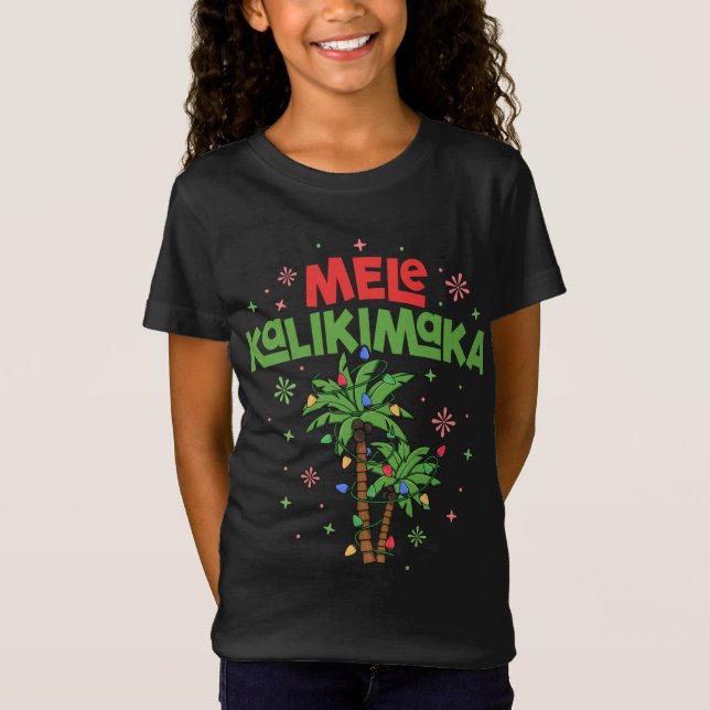 Mele Kalikimaka Hawaiian Christmas Palm Tree Light T-Shirt (Vorderseite)