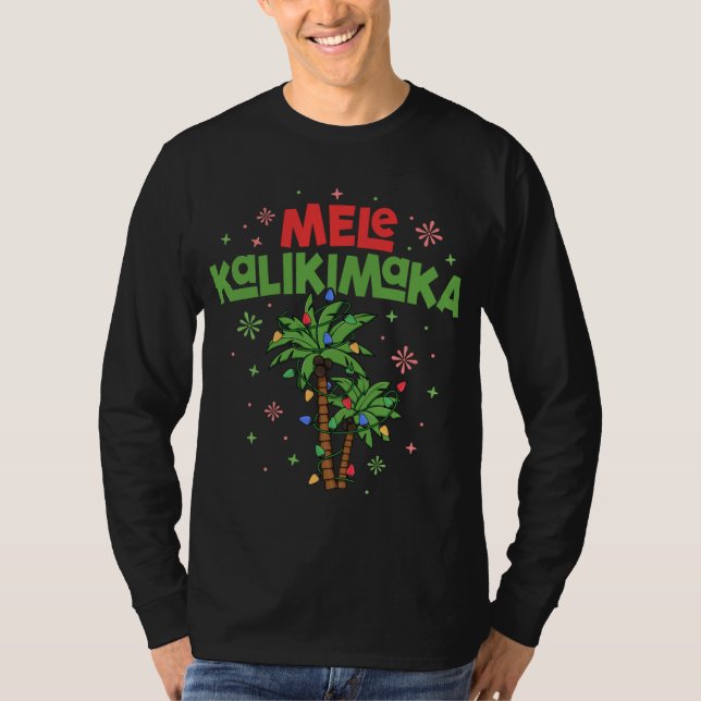 Mele Kalikimaka Hawaiian Christmas Palm Tree Light T-Shirt (Vorderseite)