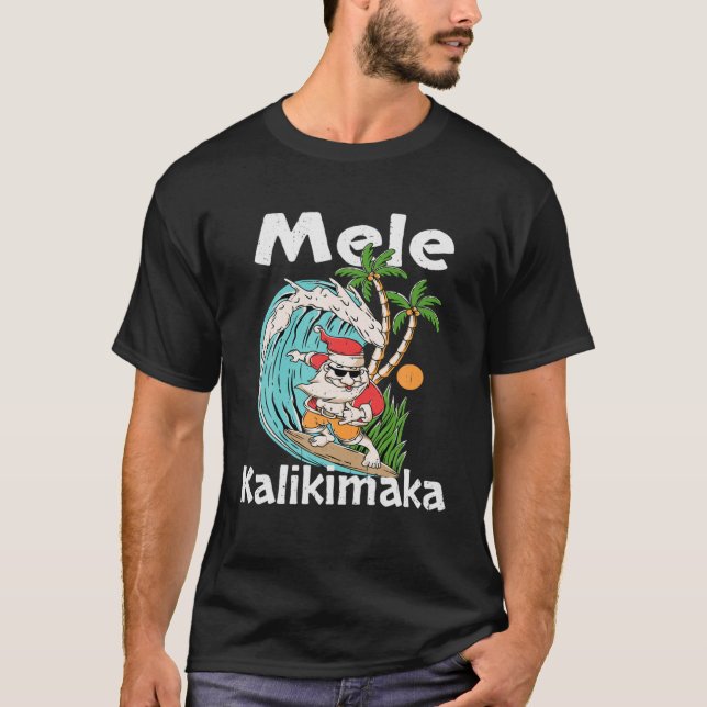 Mele Kalikimaka Hawaiian Christmas Palm Tree Light T-Shirt (Vorderseite)