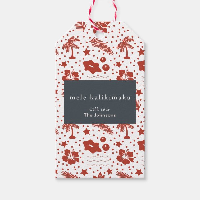 Mele Kalikimaka Hawaiian Christmas Red Gift Tag Geschenkanhänger (Vorderseite)