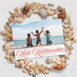 Mele Kalikimaka Hawaiian Holiday Red Foto Card Feiertagskarte