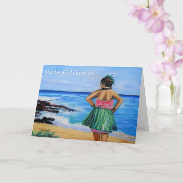 Mele Kalikimaka Hawaiian Hula Girl Holiday Card Karte (Orchidee)