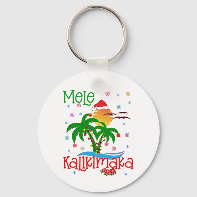 Mele Kalikimaka Hawaiian Merry Christmas Aloha Schlüsselanhänger (Vorderseite)