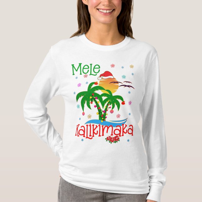 Mele Kalikimaka Hawaiian Merry Christmas Aloha  T-Shirt (Vorderseite)