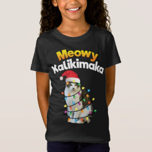 Mele Kalikimaka Hawaiian Merry Christmas Cat Light T-Shirt