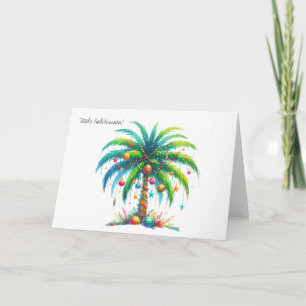 Mele Kalikimaka Hawaiian Neon Palm Tree Weihnachte Feiertagskarte