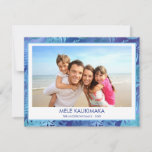MELE KALIKIMAKA HAWAIIAN TROPICAL BLUE FOTO FEIERTAGSKARTE<br><div class="desc">Blue Glühbird Foil Mele Kalikimaka Hawaiian Tropical Palm Leaf Family Foto Christmas Holiday Card. The picture and family name can be replaced on this simple beach or coastal vacation Christmas Family Foto Card.</div>