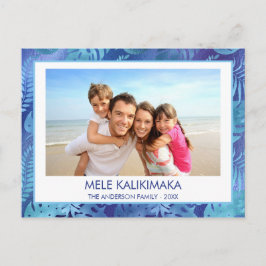 MELE KALIKIMAKA HAWAIIAN TROPICAL BLUE FOTO FEIERTAGSPOSTKARTE