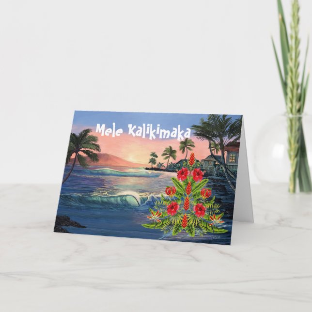 Mele Kalikimaka Hawaiian Weihnachtskarte Feiertagskarte (Vorderseite)