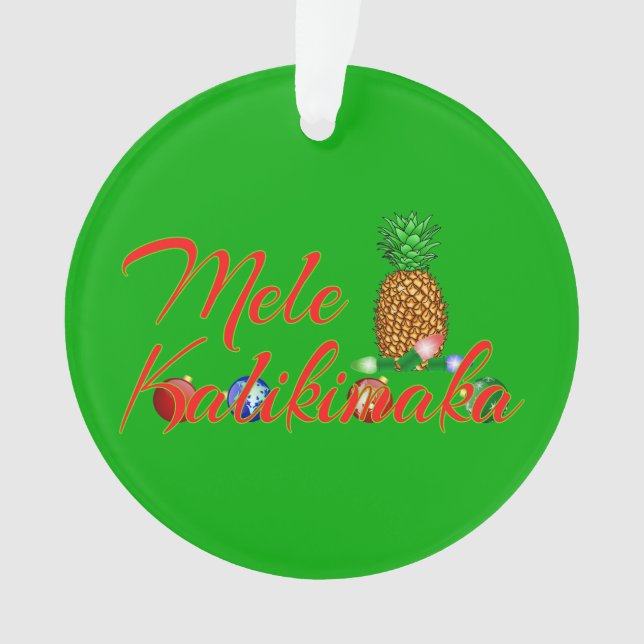 Mele Kalikimaka Hawaiianer-Ananas Ornament (Vorderseite)