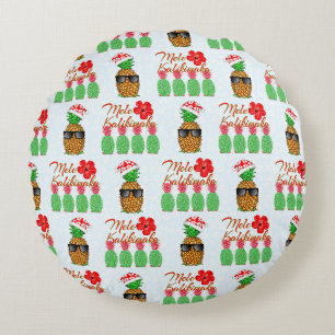 Mele Kalikimaka Hawaiianische Ananas Frohe Weihnac Rundes Kissen
