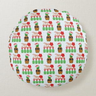 Mele Kalikimaka Hawaiianische Ananas Frohe Weihnac Rundes Kissen