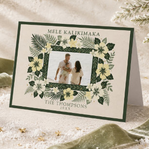 Mele Kalikimaka Hawaiianische Blumenserie Familien Feiertagskarte