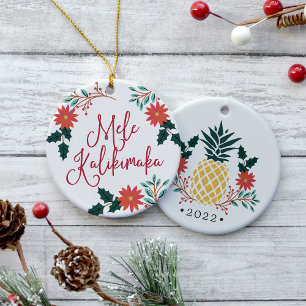 Mele Kalikimaka   Hawaiianische Weihnachten Keramik Ornament