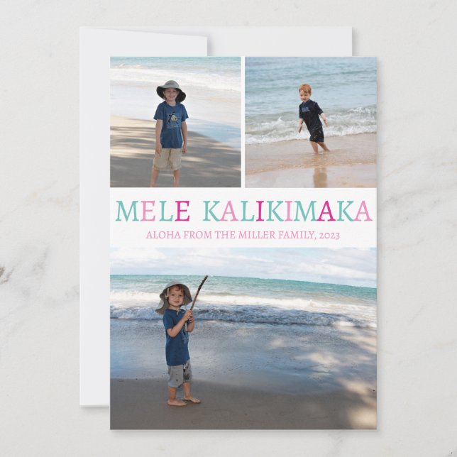 Mele Kalikimaka Hawaiianische WeihnachtsfotoCollag Feiertagskarte (Vorderseite)