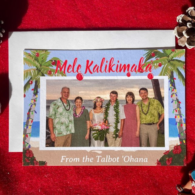 Mele Kalikimaka Hawaiianischer Strand Personalisie Feiertagskarte (Von Creator hochgeladen)