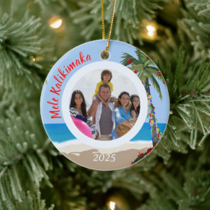 Mele Kalikimaka Hawaiianischer Strand Personalisie Keramik Ornament