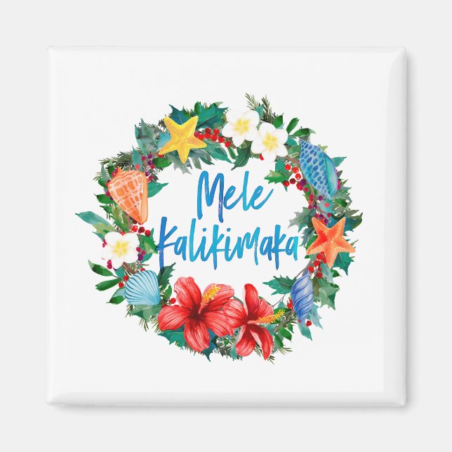 Mele Kalikimaka Hawaiianischer Weihnachtskranz Magnet (Vorne)
