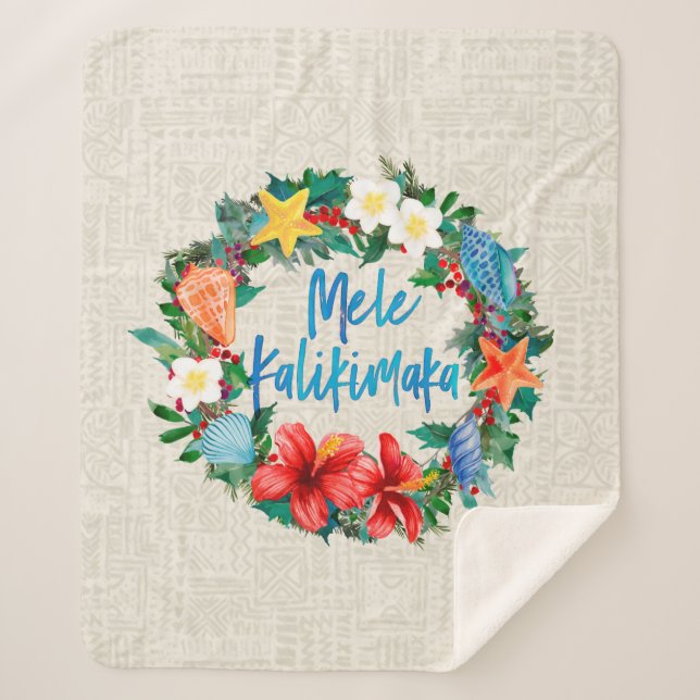 Mele Kalikimaka Hawaiianischer Weihnachtskranz Sherpadecke (Vorderseite)