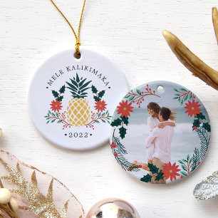 Mele Kalikimaka   Hawaiianisches WeihnachtsFoto Keramikornament