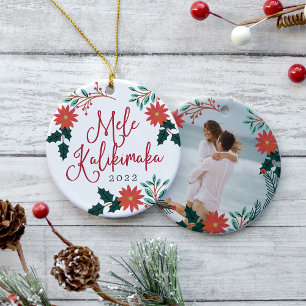 Mele Kalikimaka   Hawaiianisches WeihnachtsFoto Keramikornament