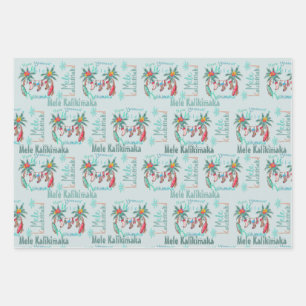 Mele Kalikimaka Hawaiianisches Weihnachtswrapping Geschenkpapier Set
