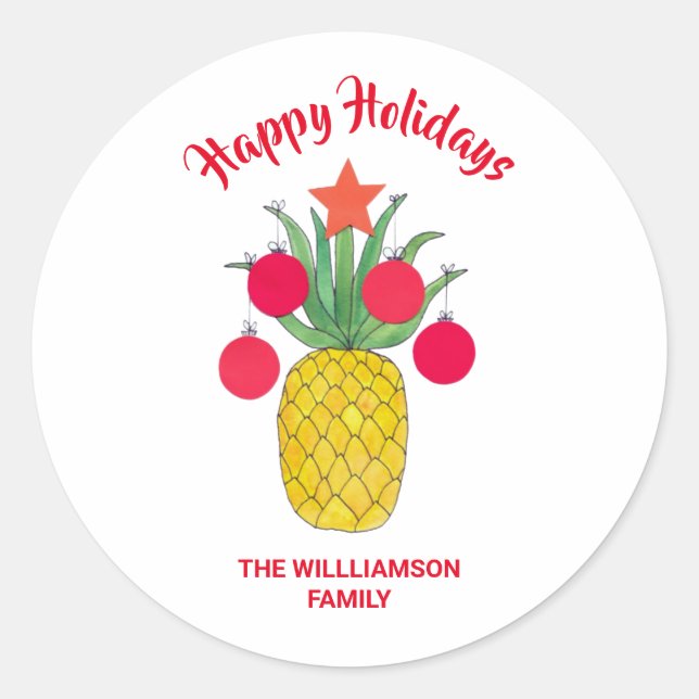Mele Kalikimaka Holiday Ananas Weihnachten Runder Aufkleber (Vorderseite)