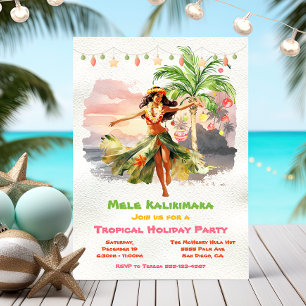 Mele Kalikimaka Hula Girl Tropical Holiday Party Einladung
