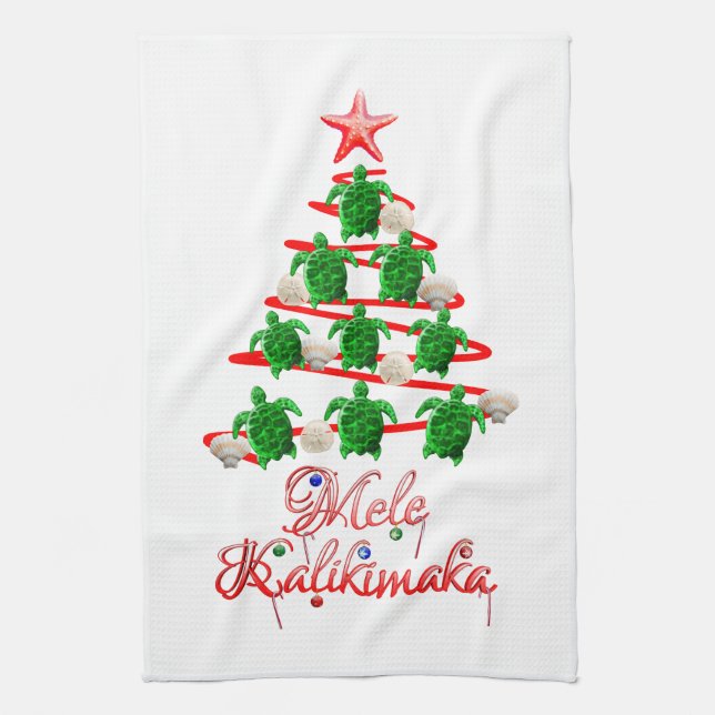 Mele Kalikimaka-Meeresschildkröten Handtuch (Vertikal)