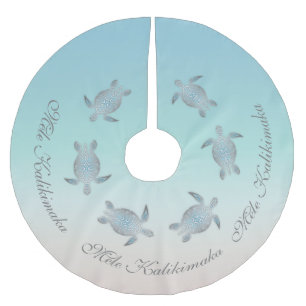 Mele Kalikimaka   Meeresschildkröten   Hawaiianisc Polyester Weihnachtsbaumdecke